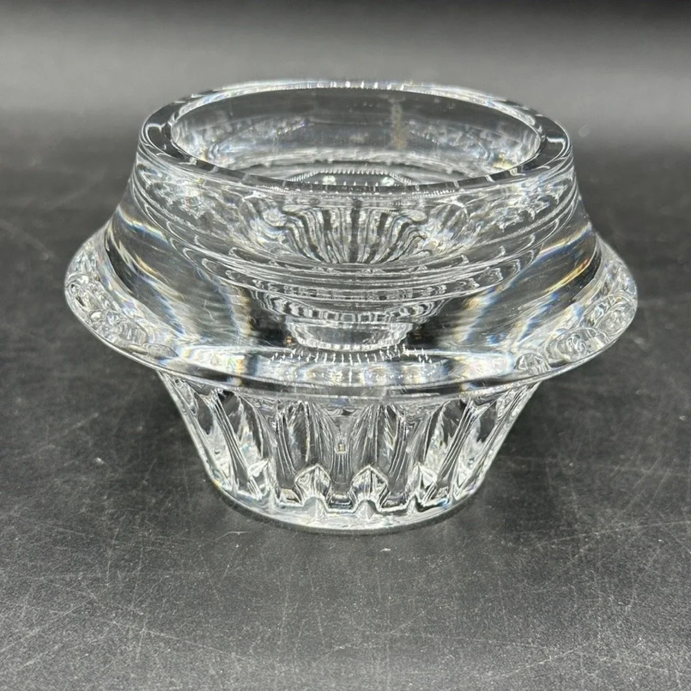 Vintage Mikasa Crystal Fairy Light Footed Pedestal Clear Textured Wave Ribbed